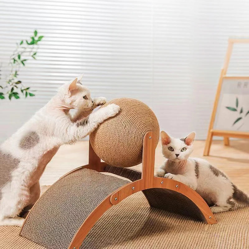 Cat Scratcher and Scratching Ball with Multiple Functions Hi-Quality Cardboard and Sisal Ropes for Protecting Nails Cat Supplies